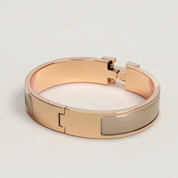 Hermès Marron Glace Rose Gold Clic H Bracelet PM - Picture 3 of 17
